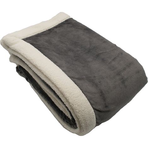 Plaid en microvelours doublé sherpa Gris Foncé 130x150 cm