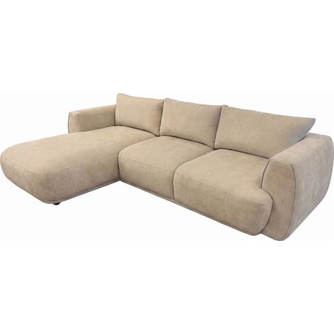 Divano angolare con angolo a sinistra in tessuto beige PUKIMA (1/4)