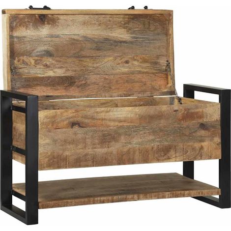 Boîte de rangement avec stockage Marron Bois de manguier massif (1/5)