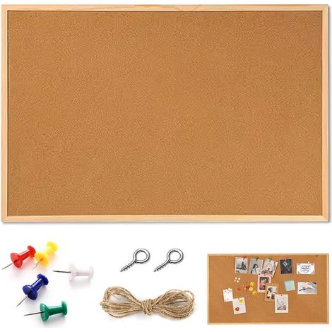 Tablero de corcho de una sola cara，20 x 30 cm，Posibilidad de montaje en pared，Marco de madera，Tablero de anuncios，Tablero de madera para armar (1/5)