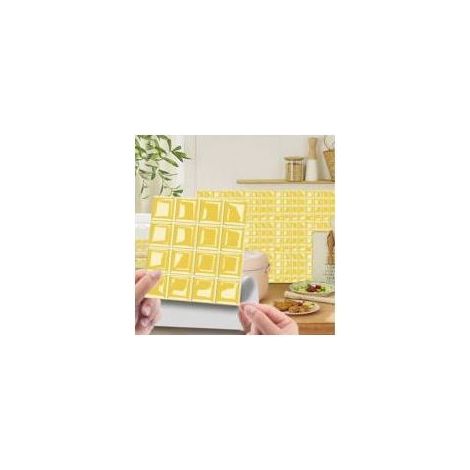 Lot de 20 stickers muraux 3D mosaïque, imperméables et auto-adhésifs, décoration carrelage salle de bain et cuisine, jaune 20 x 20 cm Crezuo (1/5)