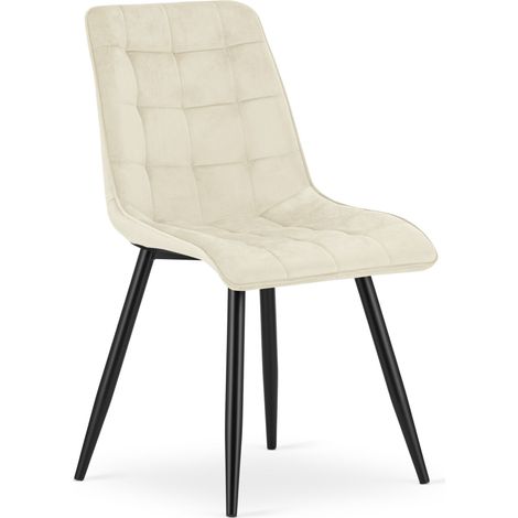 Chaise - leobert - split - velours beige clairpieds noirs 211770205 (1/5)