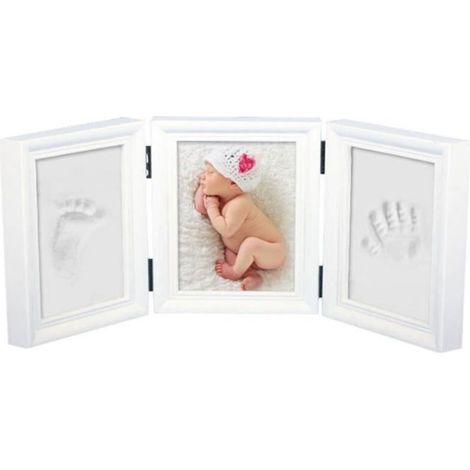 Babyin Kit de souvenir pour bébé Empreinte main ou pieds avec cadre en bois - Blanc (1/4)