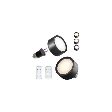 Ampoule LED, à piles, trois couleurs de variation, culot E26, avec télécommande et fonction mémoire pour suspension non électrique(noire) (1/5)