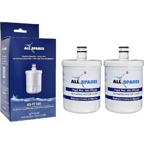 Filtro de agua AllSpares (2 unidades) para frigoríficos compatibles con LG LT500P / 5231JA2002A / ADQ72910901 / ADQ72910907 (1/2)