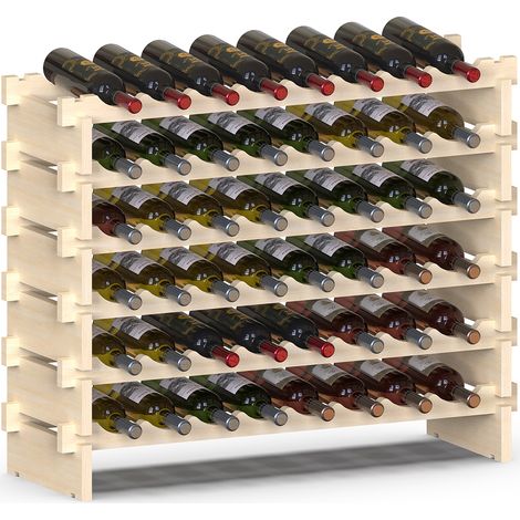Cantinetta Portavino in Legno Naturale con 48 Scomparti Vino Bar Portabottiglie (1/5)