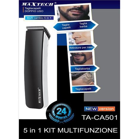 TRADE SHOP - Tagliacapelli Barba Rifinitore Doppio Uso Multi Cambio 5in1 New Version Ta-ca501 -