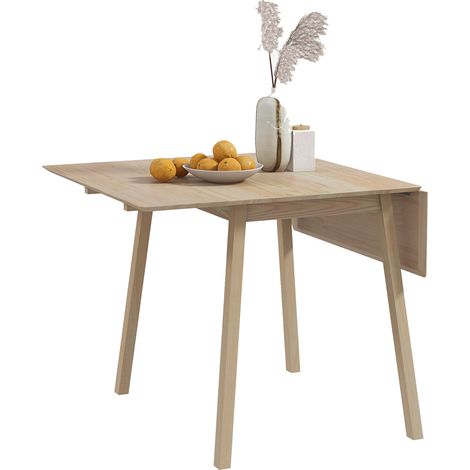 Klappbarer Küchentisch, klappbarer Esstisch mit ausklappbarer Tischplatte, aus Holz, für 2 bis 4 Personen, Naturholz