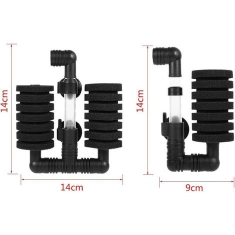 Filtre biologique à double éponge avec ventouse pour aquariums, 2 types (filtre à tête unique) (1/3)