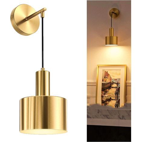 Batteriebetriebene Wandleuchte, wiederaufladbare kabellose Wandleuchte, E27-Fassung, geeignet für Schlafzimmer, Wohnzimmer und Flure - Leuchtmittel nicht enthalten (gold) (1/5)
