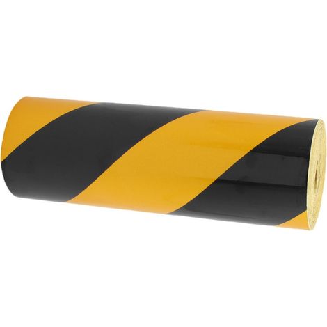 20cm x 15M einseitig klebendes reflektierendes Warnband neigen schwarz gelb (1/3)