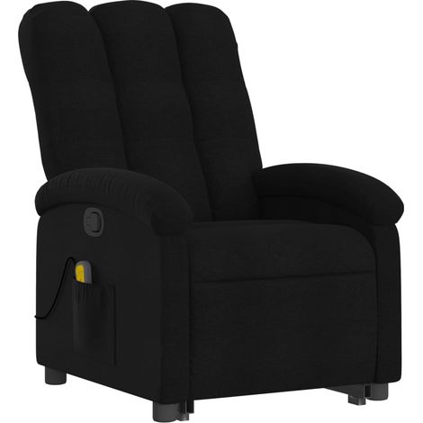 Poltrona relax TV con comodissima funzione massaggio reclinabile in tessuto nero DEC027068