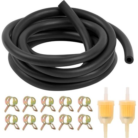Kit de tuyau de gaz avec filtre à carburant 2 pièces, colliers de serrage 10 pièces pour petit tracteur, petit moteur, tondeuse à gazon, moto (1/3)