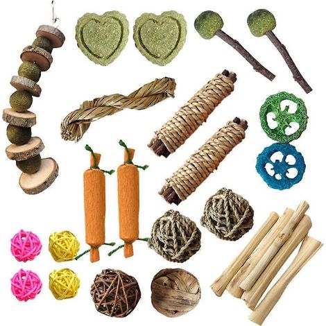 Ensemble de jouets en bois pour hamsters et petits animaux de compagnie : rongeurs, soin des molaires, jouet d'exercice (1/5)