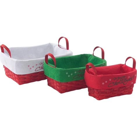 Cesto in pioppo con fodera in set di 3, 31x23H13 cm (1/2)