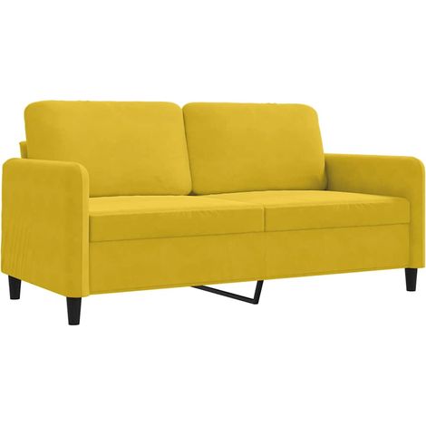 Canapé Sofa à 2 places Jaune 140 cm Velours (1/5)