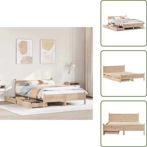 The Living Store Letto senza Materasso 120x190 cm in Legno Massello di Pino - Letto in legno massello