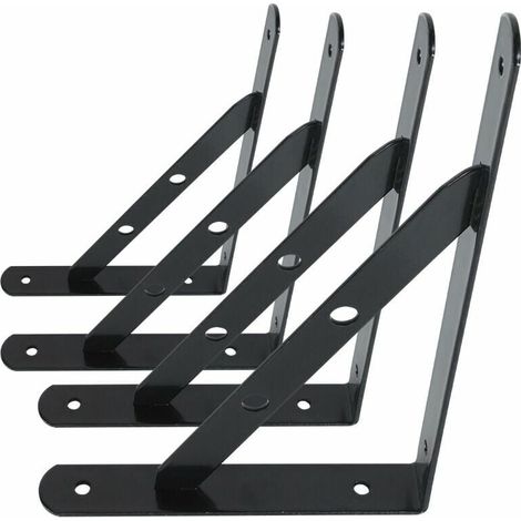Equerres Etageres Murale, 4 Packs Supports Équerre D'étagère Fixation,Cadre Flottant de Supports Triangulaires de 90 Degrés en Métal Charge Lourde, Noir 13Treize (1/3)