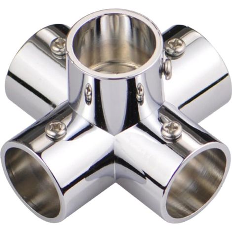 Connecteur en Acier Inoxydable, Raccord de Tube Rond Métal, Accessoires Raccordement Tube, Colliers Serrage, pour 25 mm Diamètre, Cadre Séchage, Maison, 4 Voies - 5 (1/5)