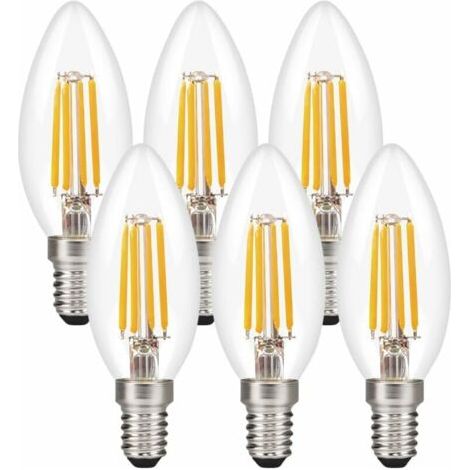 Ampoule LED E14 Lot de 6,Bougie Ampoules LED E14 4W, E14 Ampoule LED à Filament Blanc Chaud 2700K, 420Lm 40W Equivalent 40W, Petit culot à vis Non Dimmable (1/4)