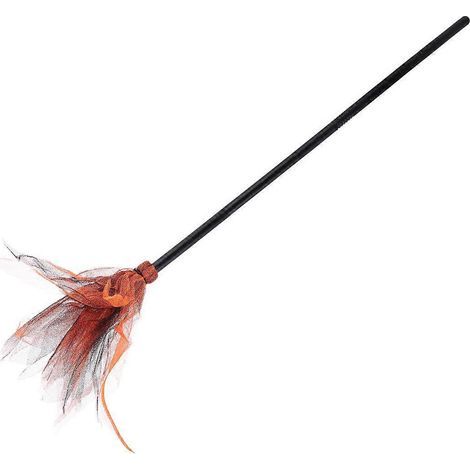 Décoration d'Halloween : balai de sorcière, accessoire de cosplay.-80X30cm-Orange (1/4)