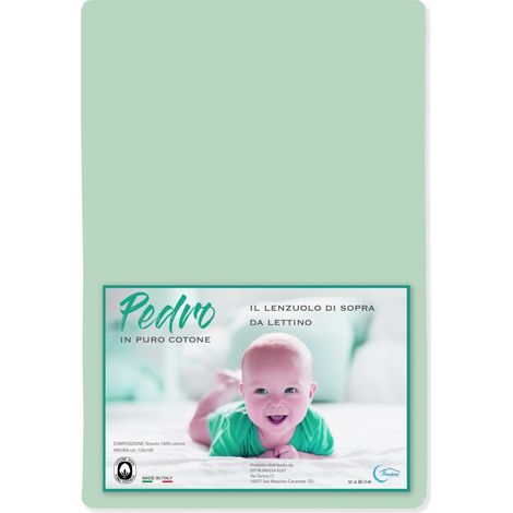 LENZUOLO di sopra PEDRO per lettino BAMBINO TUTTI I COLORI Verdino