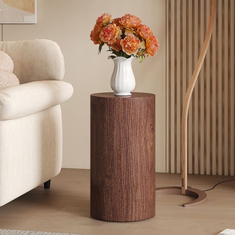 Table d'appoint ronde 30x30x55 cm, table basse effet noyer en MDF, guéridon moderne minimaliste pour salon, canapé ou chambre (1/5)
