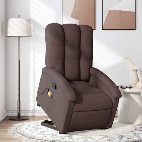 Fauteuil inclinable de massage Marron foncé Tissu vidaXL