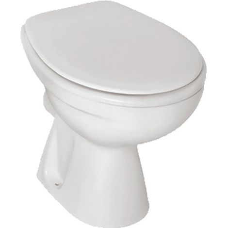 Le Sanitaire – Cuvette pour WC à poser sortie horizontale – Dimensions 360x485x390 mm – Matériau céramique – Livraison sans abattant