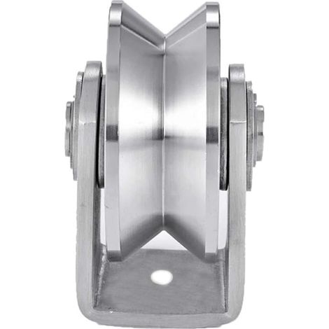 Roue à rainure en V de 7,6 cm en acier inoxydable Roue à rainure robuste Roulette rigide pour porte coulissante Double roulement pour porte coulissante pivotante (1/5)