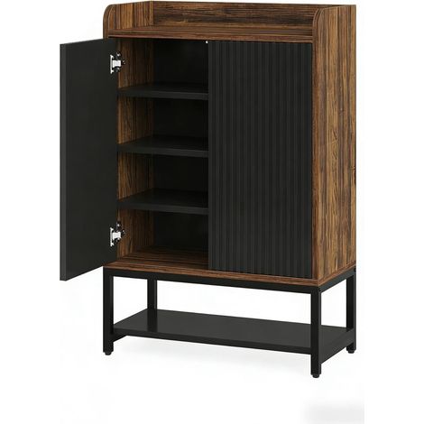 Meuble à chaussures étroit 5 niveaux avec portes 73 x 35 x 105,5 cm noir et marron (1/5)