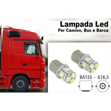 Lampada LED BA15S 24V blu Canbus R5W G18,5 8 SMD 5050 per camion e barche (1/3)