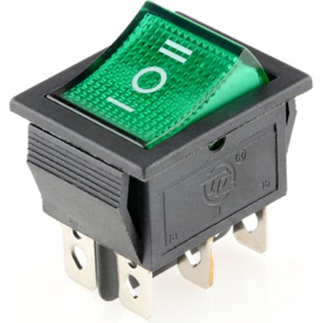 Interruptor basculante de 6 vias ON/OFF/ON Verde 16 A (1/2)