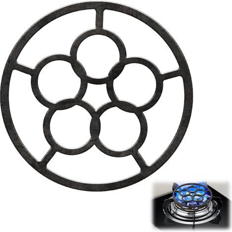 Support de Poêle à Wok en Fonte, Réducteur Universel de Cuisinière à Gaz, Antidérapant Adaptateur Wok Gaz, Réducteurs de avec 8 Fentes de Fixation, Anneau Support Plaque Cuisson pour Moka Pot (1/5)