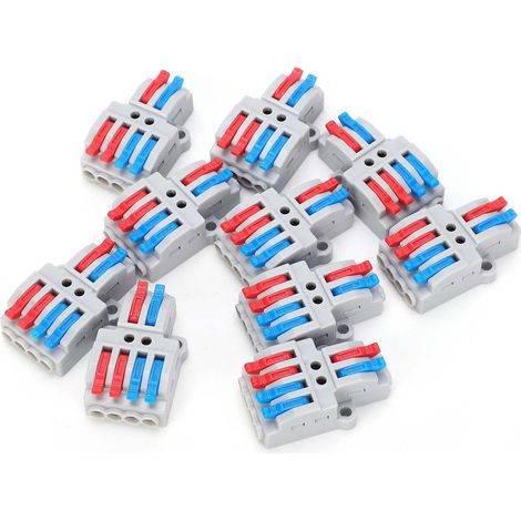 Connecteurs à 10 fils, 2 entrées, 4 sorties avec trou fixe, répartiteur 4 mm, borne à connexion rapide, 600 V (1/5)