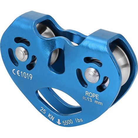 Poulie de levage robuste en alliage d'aluminium 25KN à rotation unique pour escalade et travaux lourds (bleu) (1/5)