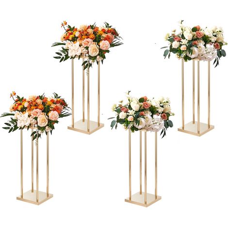 4PCS Support de Fleurs de Mariage 60 cm Porte-Fleurs Métal Doré Centre de Table Vase Géométrique Stratifié Présentoir Floral pour Réception d'Événements, Décoration de Fête à la Maison (1/5)