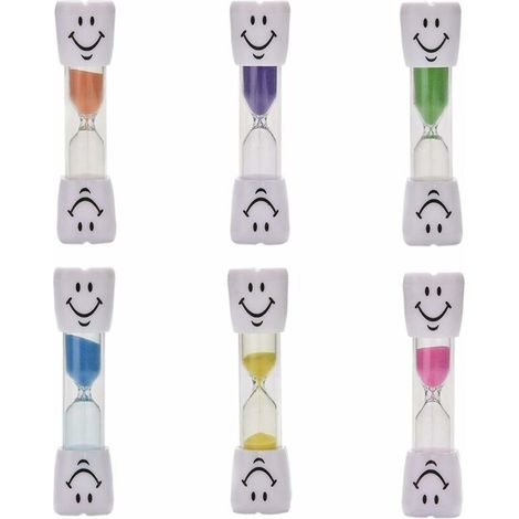 Ensemble de sablier de 3 minutes pour se brosser les dents Lot de 6 sabliers colorés Smiley (1/5)