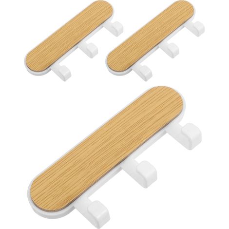 6pièces Porte-manteau Mural Bois avec Crochets Adhésifs pour Serviettes Manteaux et Clés Organisateur Entrée Style Ferme (1/5)