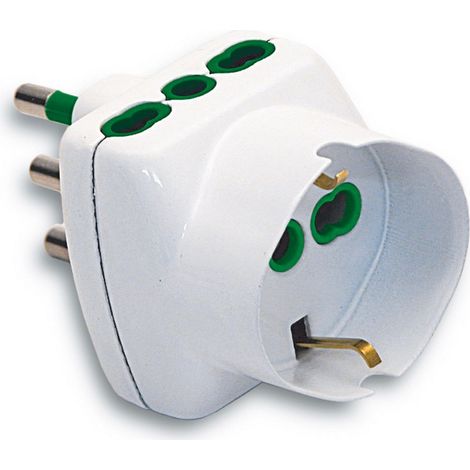 5PZ ADATTATORE TRIPLO 2P+T spina 16A/2 prese 10/16A+schuko