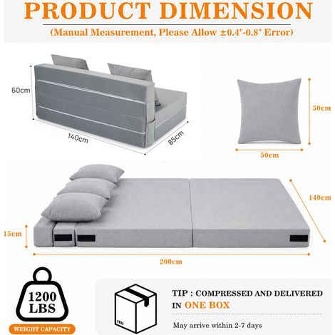 HAUSPROFI 4-in-1 Faltbares Schlafsofa, 140 cm sofa mit schlaffunktion, couch, Faltbare Matratze und Schlafsessel mit Memory-Schaumstoff-Kopfkissen, für Wohnzimmer und Schlafzimmer als Lounge oder Gäst (1/4)