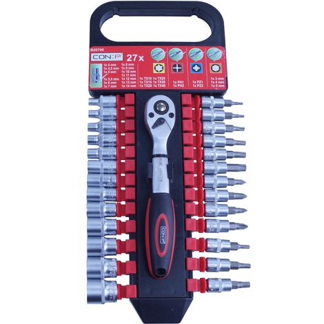 Cricchetto con Inserti a Bussola TX PH PZ Esagonali Set 27 pz Masidef (1/3)