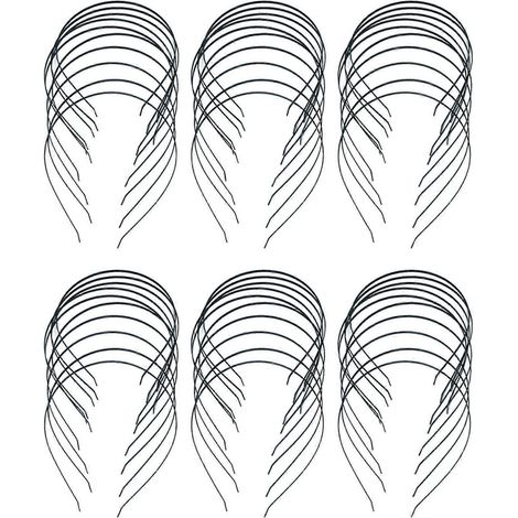 Packung mit 60 leeren, 3 mm breiten, schwarzen Metallhaarbändern, DIY-Zubehör. (1/4)