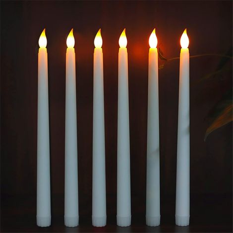 (24 blanches) Bougies LED 4D sans flamme, piles incluses, bougies simulées de Noël, forme de longue bande. (1/5)