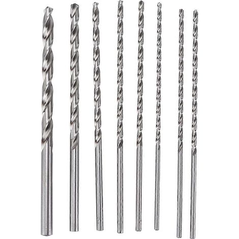 8-teiliges Spiralbohrer-Set aus HSS-Stahl für Metall und Holz, 4–10 mm, extra lang (200 mm)