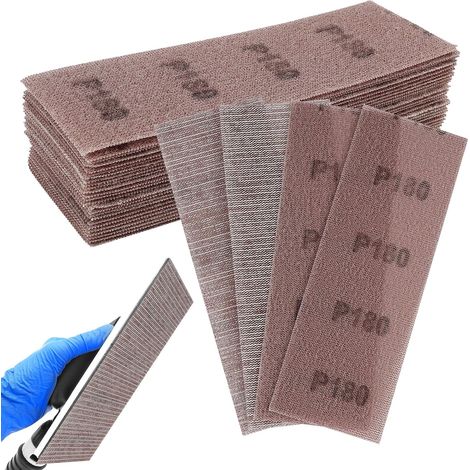 25 Pièces 70 x 198 mm Feuille pour Poncer, Grille de Ponçage, Filet de Ponçage, Filet pour Ponçeuse à Main, Grains 180, pour Murs, Bois et Peintures (180) (1/5)