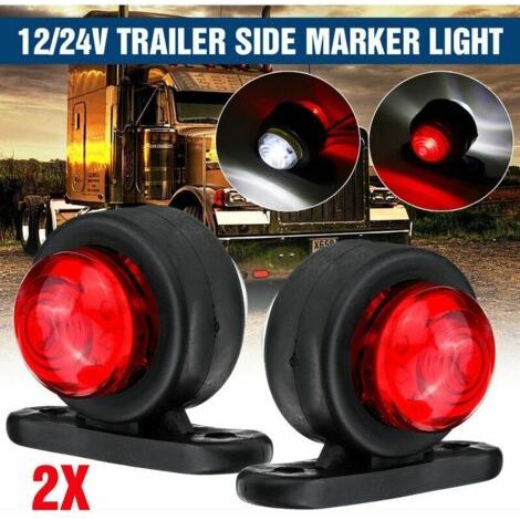 2x 12V 24V feu de gabarit latéral lampe de contour rouge blanc camion remorque caravane camion fourgon (1/5)