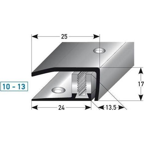 Abschlussprofil / Abschlussleiste Laminat "Stratford", Höhe 10 x13 mm, 30 mm breit, 3-teilig, Edelstahl, gebohrt, Flex-900 (1/2)