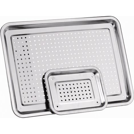 Plateau en inox 410 magnétique perforé, 5 mm, 36 x 27 x 2 cm