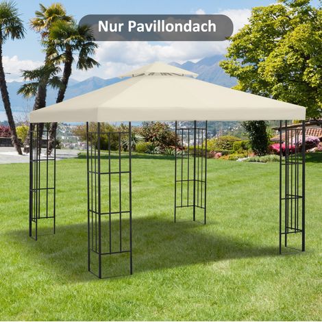 Telo di ricambio per gazebo 3x3 m, doppio tetto in poliestere 180 g/m², bianco crema DESVIAE (1/5)